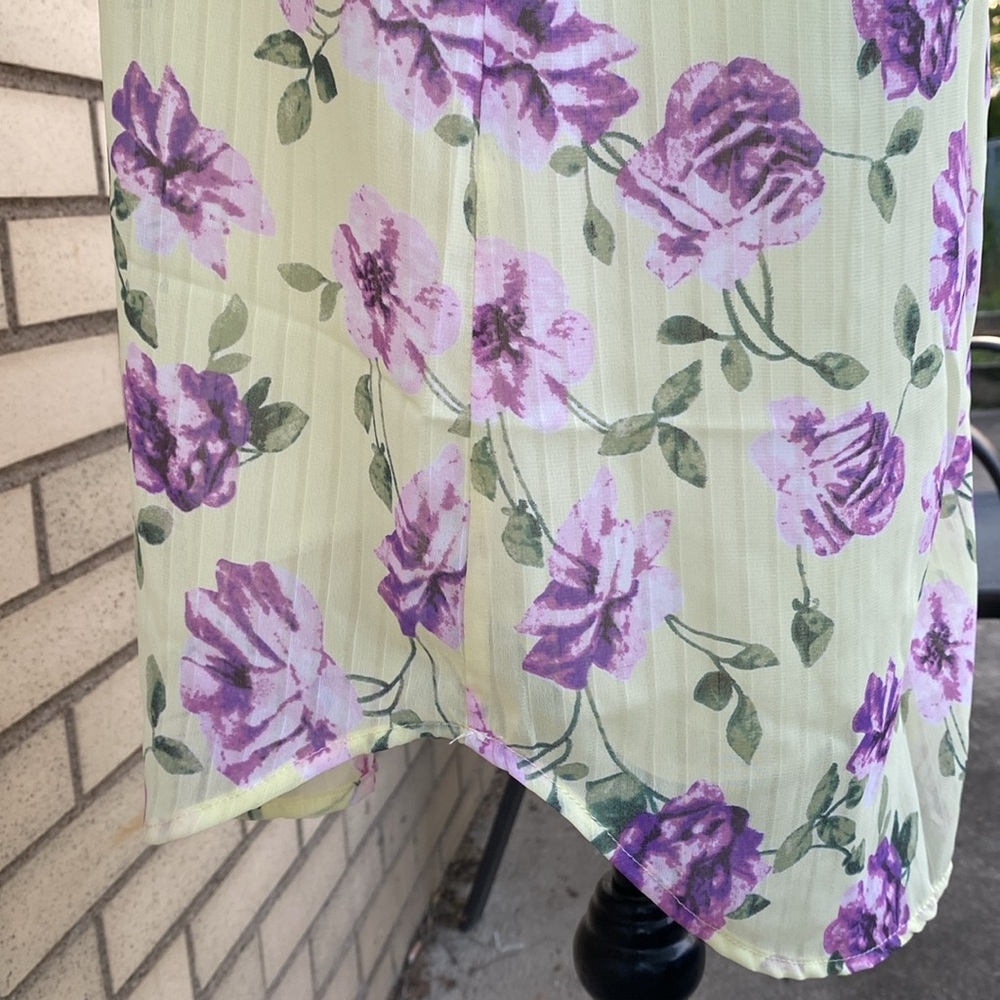 ❌DONATED❌Yellow Purple Floral High Neck Flowy Lined Dress - Picture 10 of 16